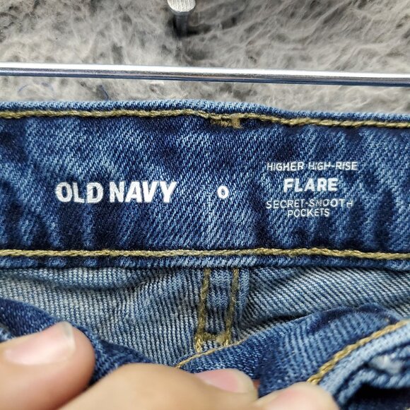 Old Navy Jeans Womens 0 Blue Flare Higher High-Rise Secret-Smooth Pockets - Picture 2 of 12